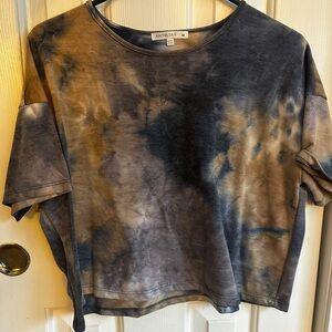 Antistar Women's Short Sleeve Tie-Dye Tee - Black and Brown